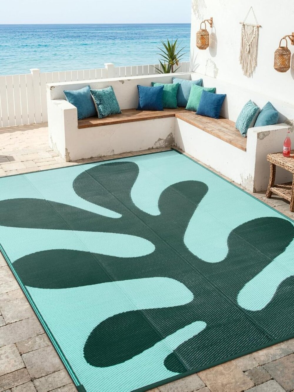 Cartoon Coral Art Outdoor Rug 6x9